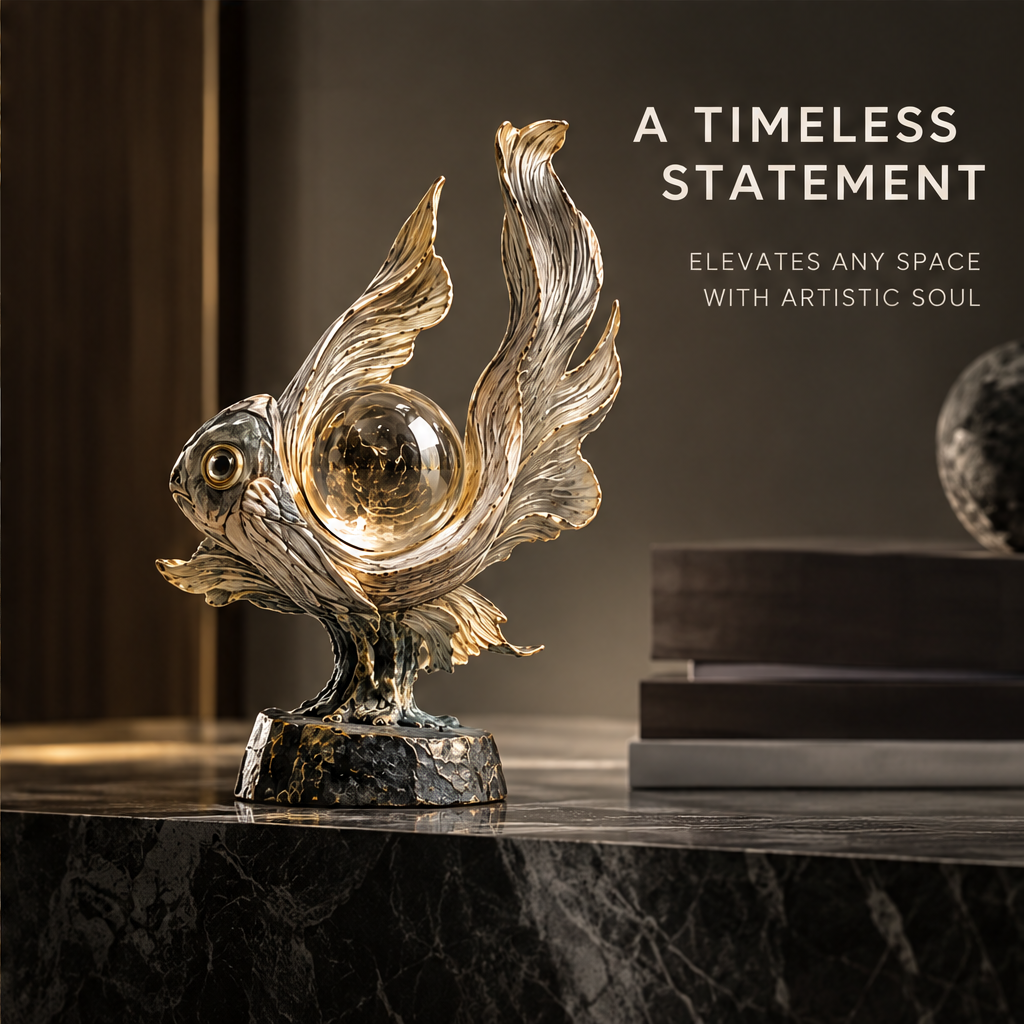 Art Meets Nature — Art Meets Nature, a sculpture that captures the flow of life, warm light side scene