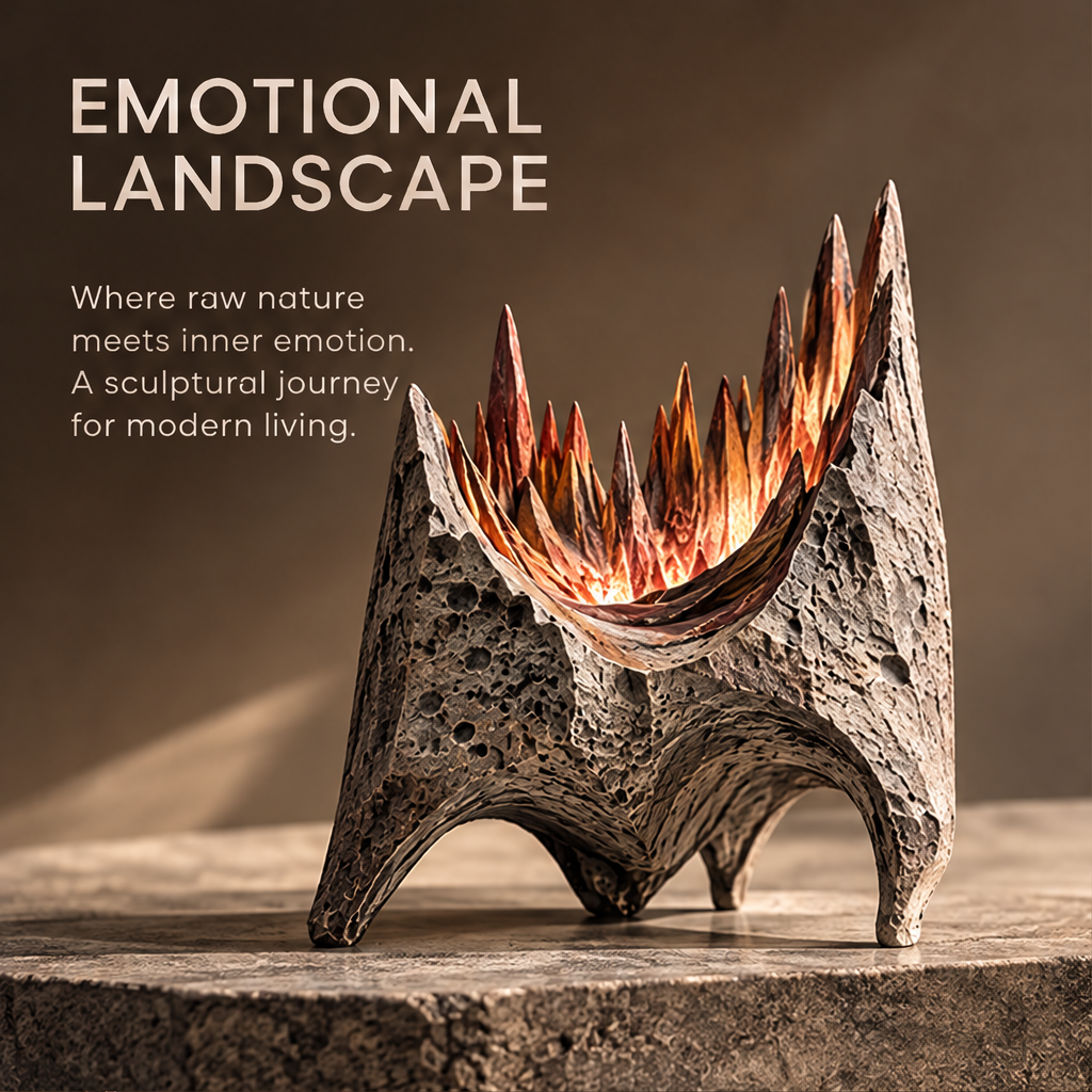 Emotional Landscape — Sculpted by Emotion, unique form inspired by natural landscapes, a one-of-a-kind piece for refined spaces, moody side scene