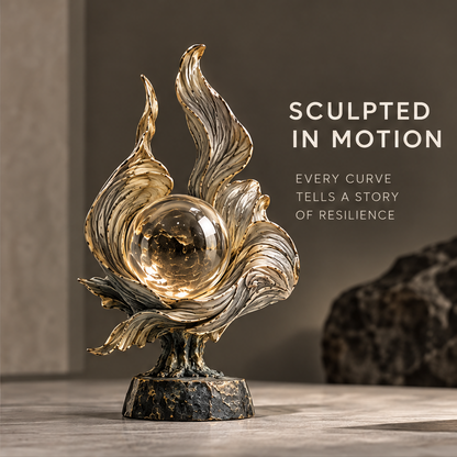 Art Meets Nature — Sculpted in Motion, every curve tells a story of resilience, stone backdrop interior scene