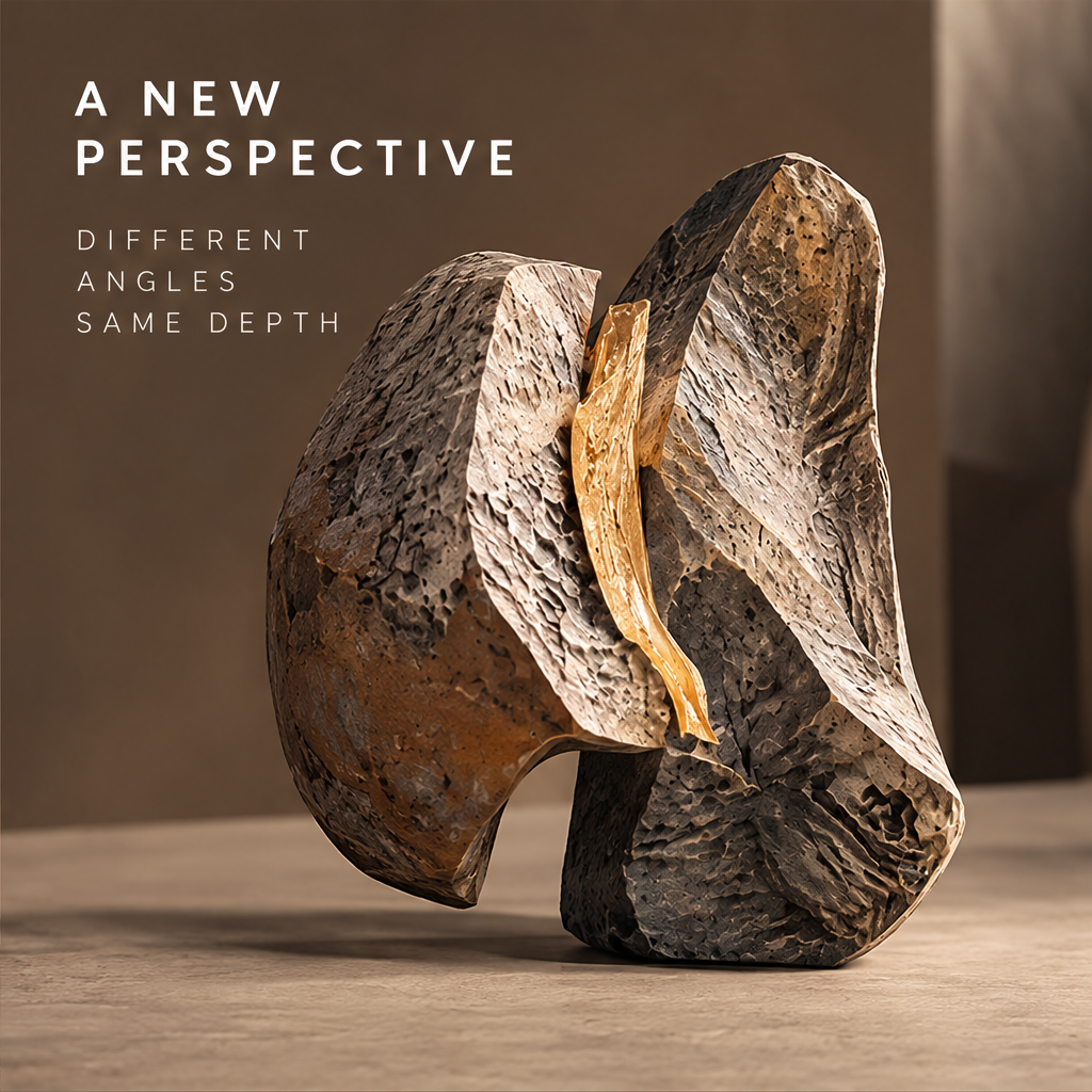 A New Perspective — A New Perspective, different angles same depth, warm light side scene on stone surface