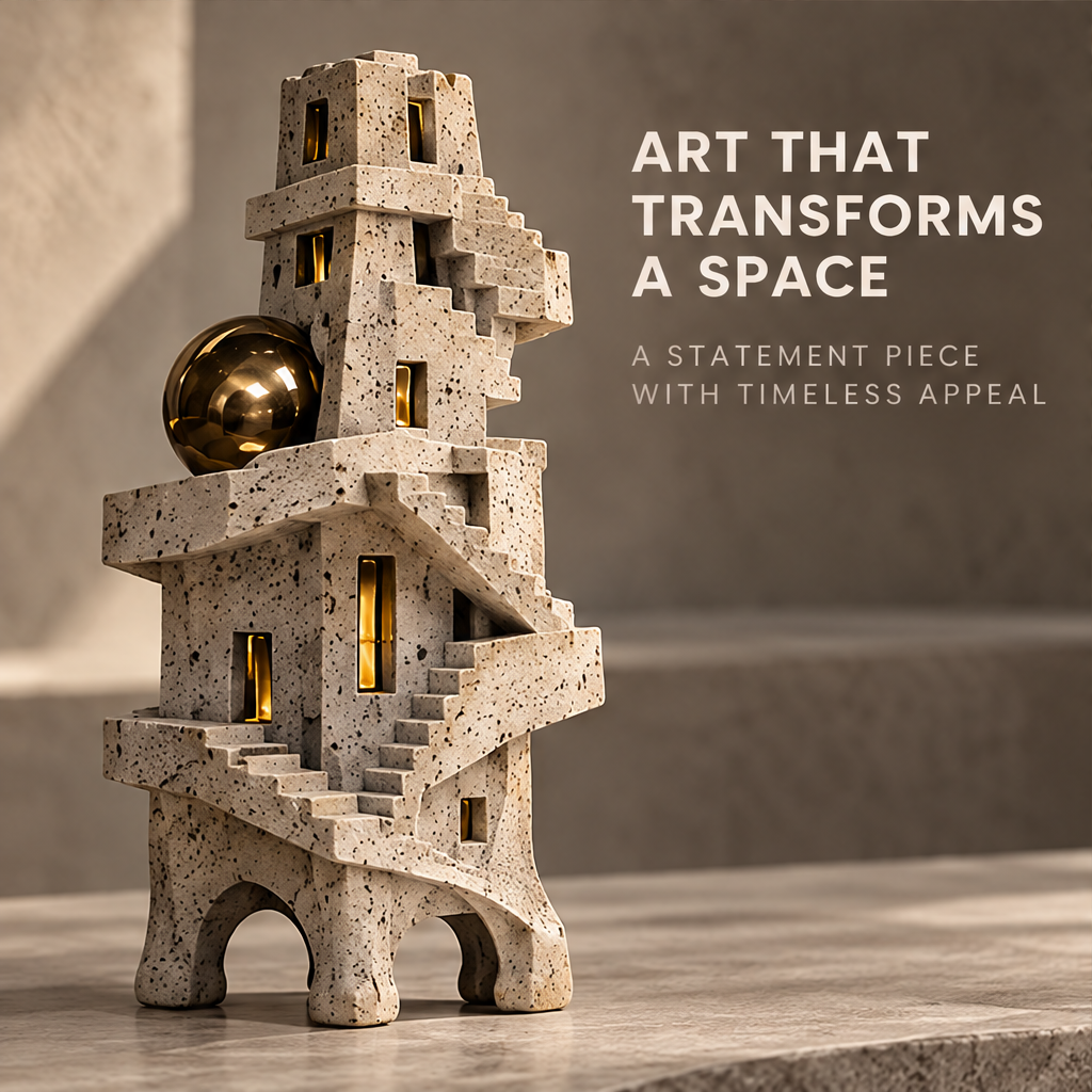 City of Silence — A City of Silence, sculptural art for modern living, side angle view