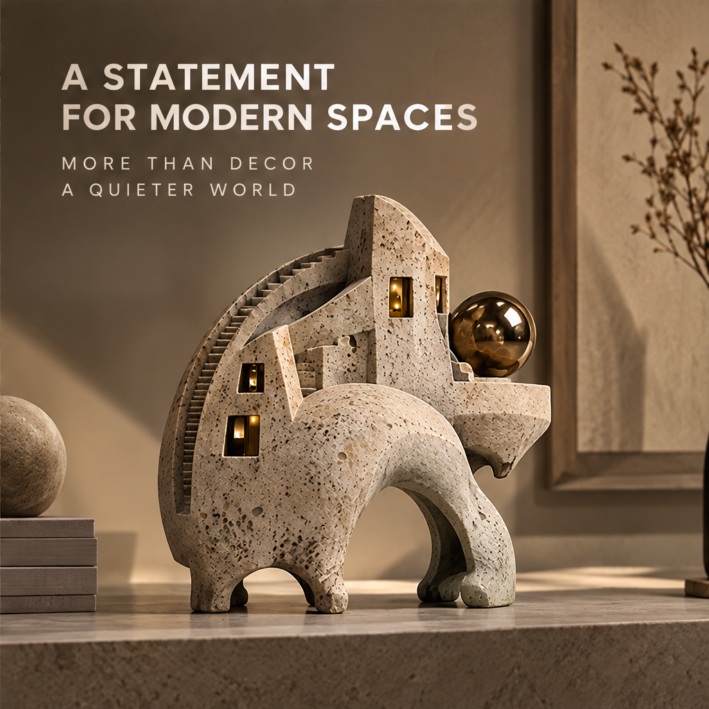 A City Within Silence sculpture styled in modern interior — A Statement for Modern Spaces, more than decor, a quieter world