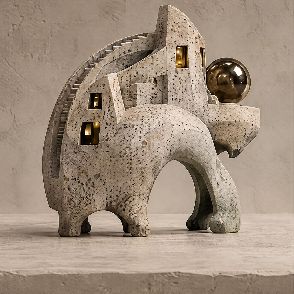 A City Within Silence — where art meets imagination, warm light scene front view
