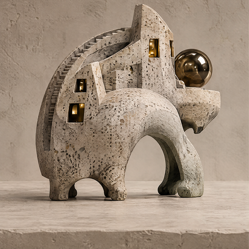 A City Within Silence — where art meets imagination, warm light scene front view